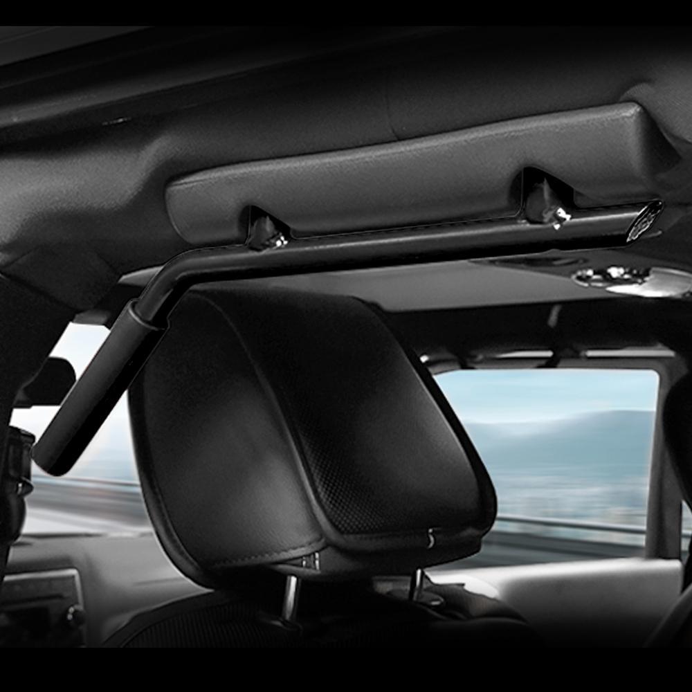 Front & Rear Grab Handles & Aluminum Door Grab Handle Inserts Cover-Black for 07-18 Jeep Wrangler JK/JKU丨Amoffroad