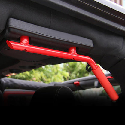 Front & Rear Grab Handles & Aluminum Door Grab Handle Inserts Cover Combo-Red for 07-18 Jeep Wrangler JK/JKU丨Amoffroad