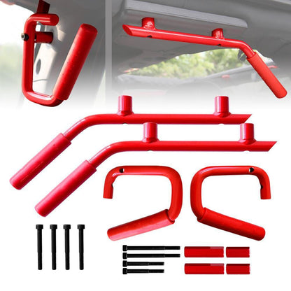Front & Rear Grab Handles - Red for 07-18 Jeep Wrangler JK