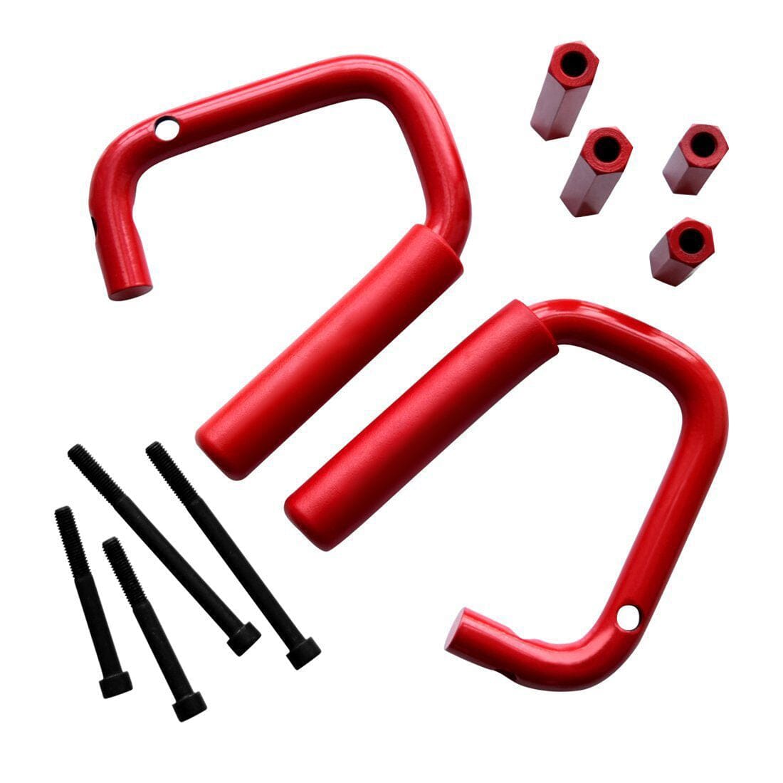 Front & Rear Grab Handles - Red for 07-18 Jeep Wrangler JK