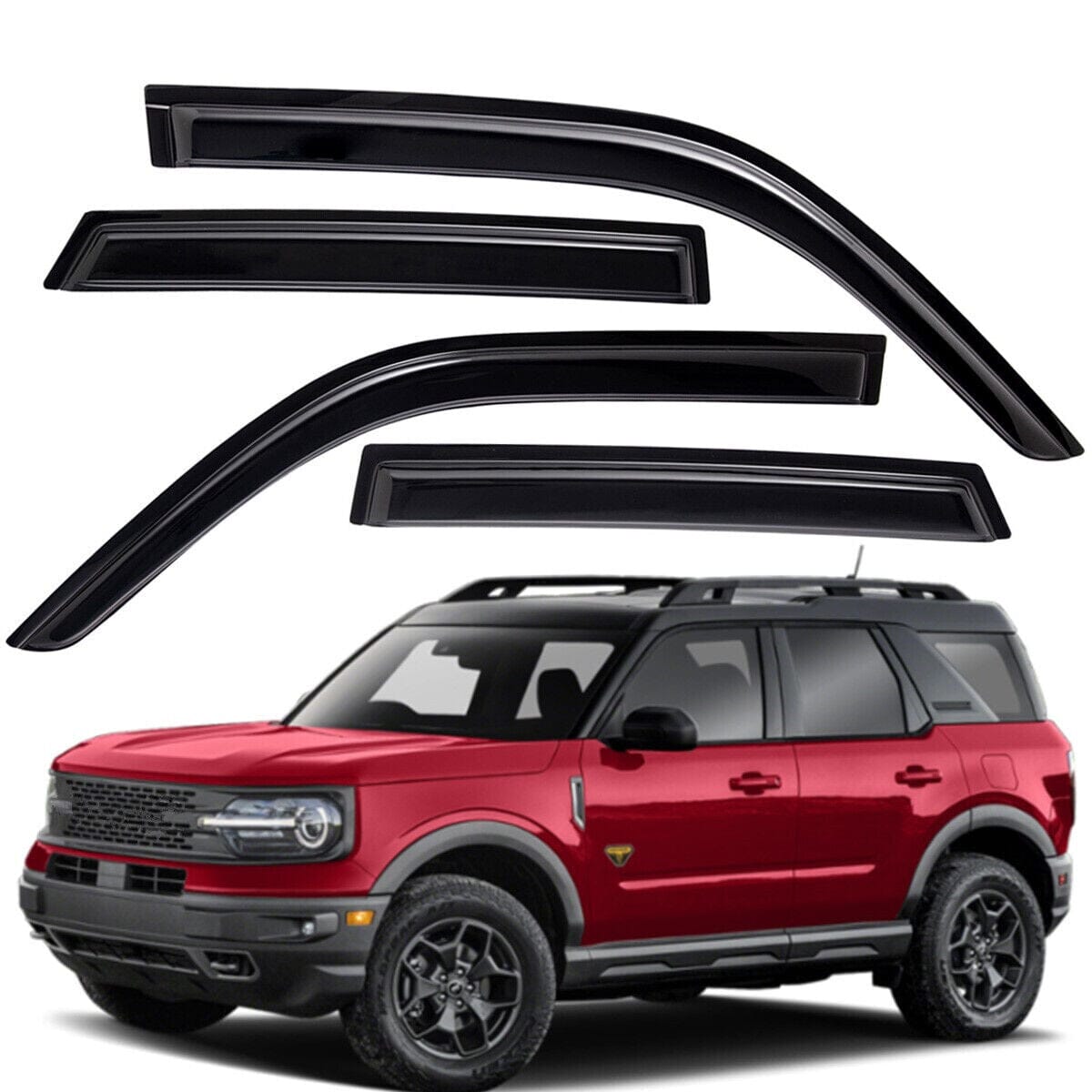 Front & Rear Window Visor Vent Rain Wind Guard Shade For 2021-2023 Ford Bronco Sport