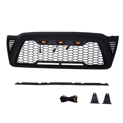 Front Upper Mesh Grille W/LED Amber Lights For 2005-2011 Toyota Tacoma