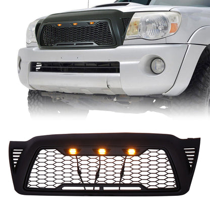 Front Upper Mesh Grille W/LED Amber Lights For 2005-2011 Toyota Tacoma