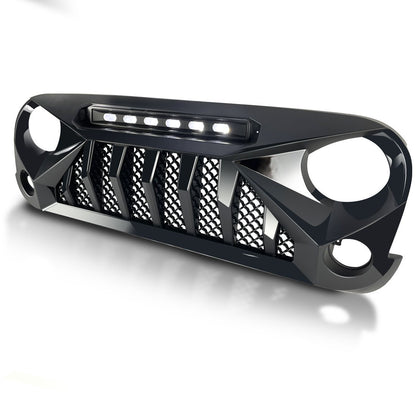 Jeep Wrangler JK Gladiator Grille w/ Amber LED Running Lights-Glossy Black | AMOffRoad 