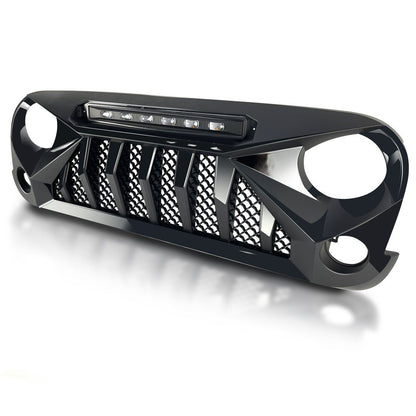 Jeep Wrangler JK Gladiator Grille w/ Amber LED Running Lights-Glossy Black | AMOffRoad 