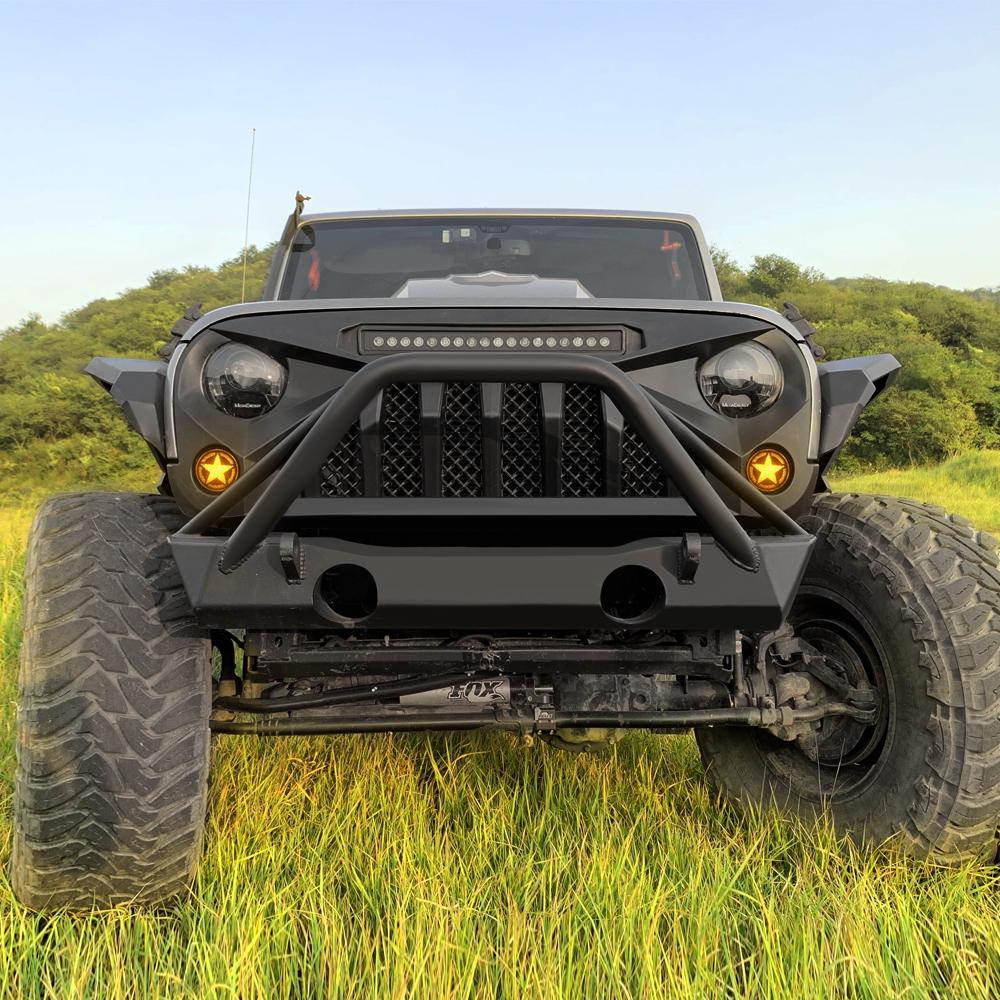 amoffroad jeep wrangler gladiator grille led off-road lights smoked star turn lights combo