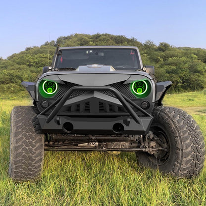amoffroad jeep wrangler hawke grille rgb halo headlights combo