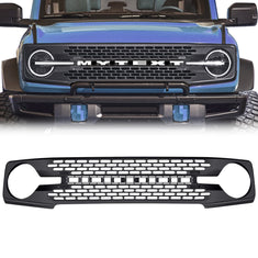 High Configuration Style Front Grille With DIY Letters - Matte Black For 2021-2023 Ford Bronco