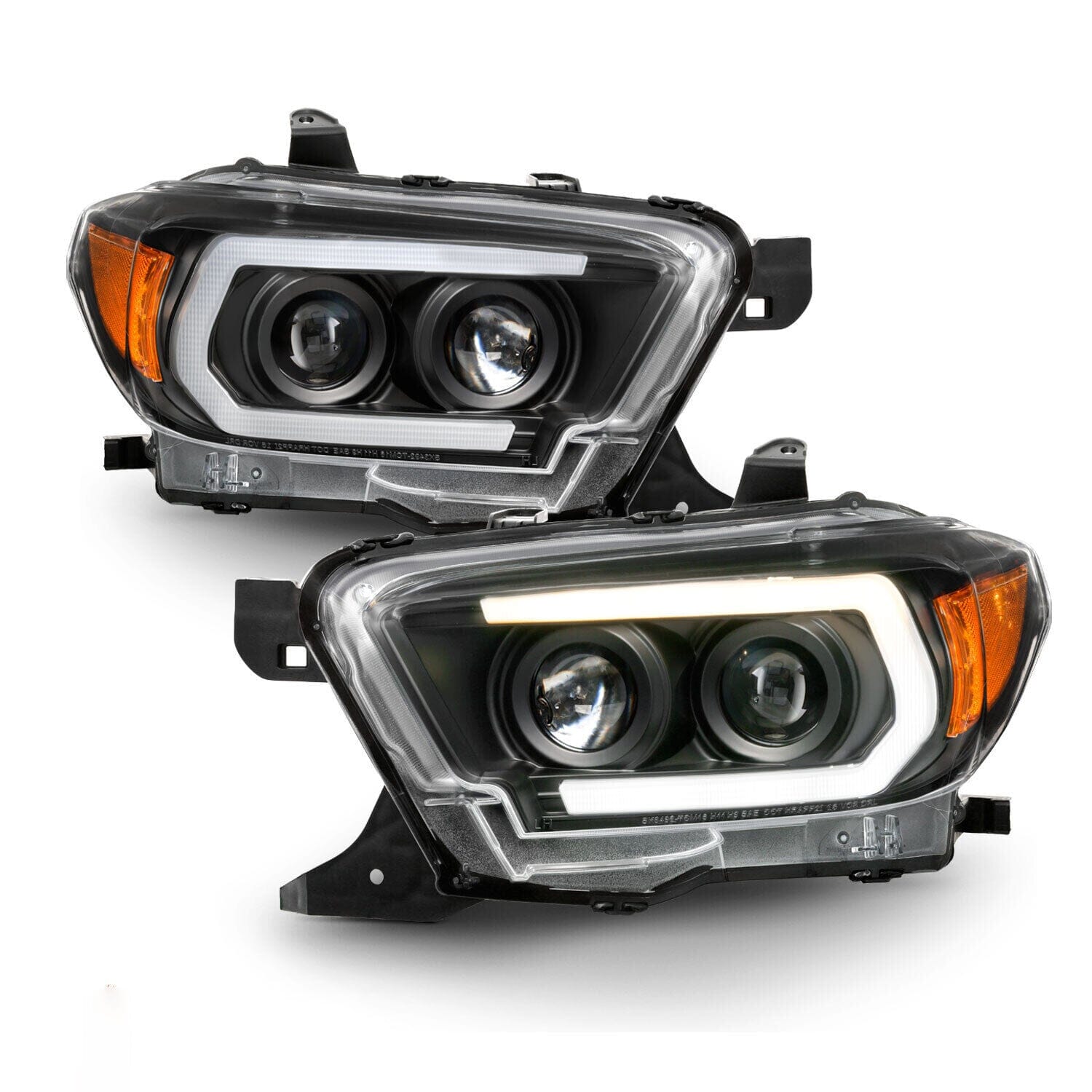 LED C-Tube Projector Black Headlights w/ Sequential Turn Signal For 2016-2022 Toyota Tacoma