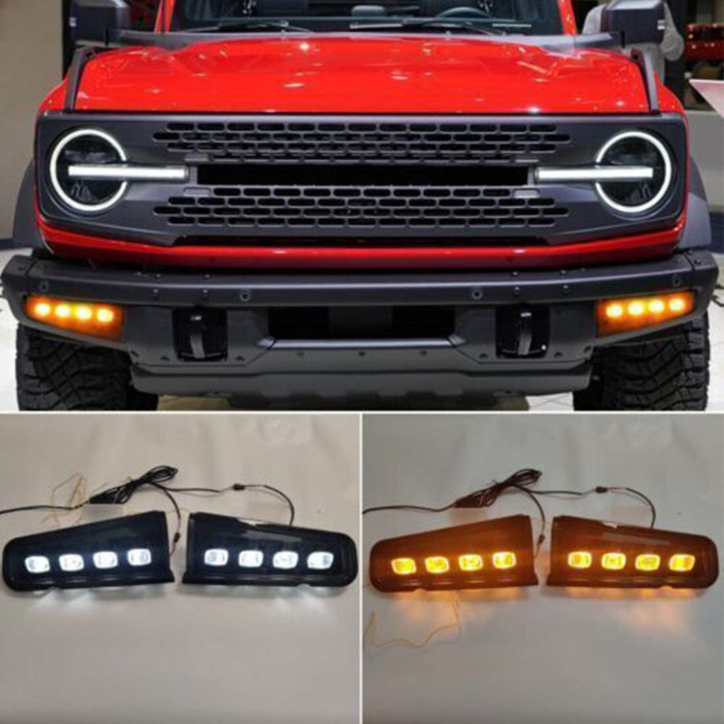 LED Daytime Running Lights DRL Fog lights W/Turn Signals For 2021-2023 Ford  Bronco