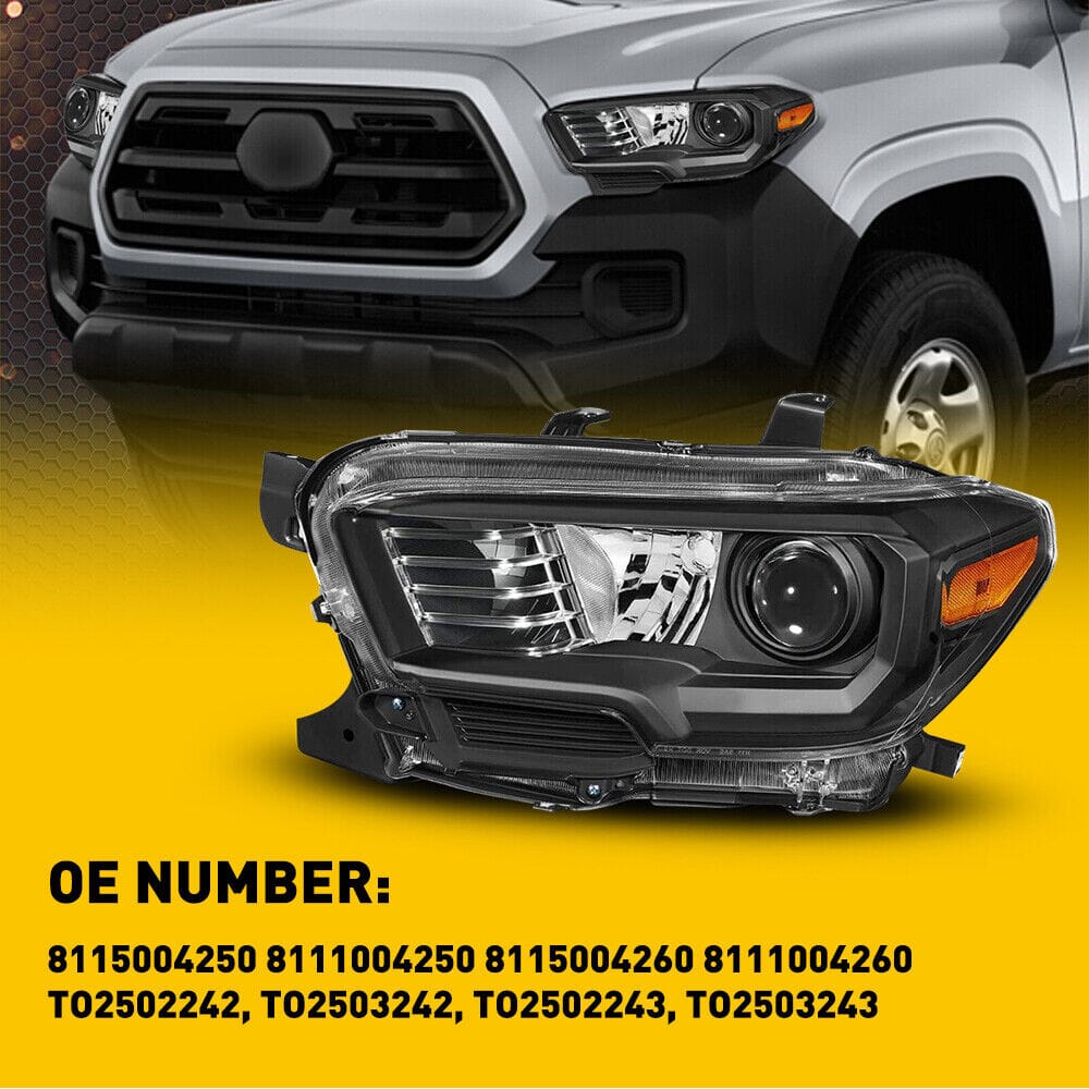  LED Strip Black Projector Headlights For 2016-2023 Toyota Tacoma