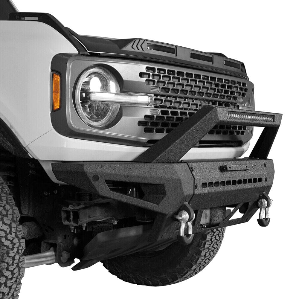 Offroad Front Bumper wLED Lights & D-Rings For 2021-2023 Ford Bronco 24-Door