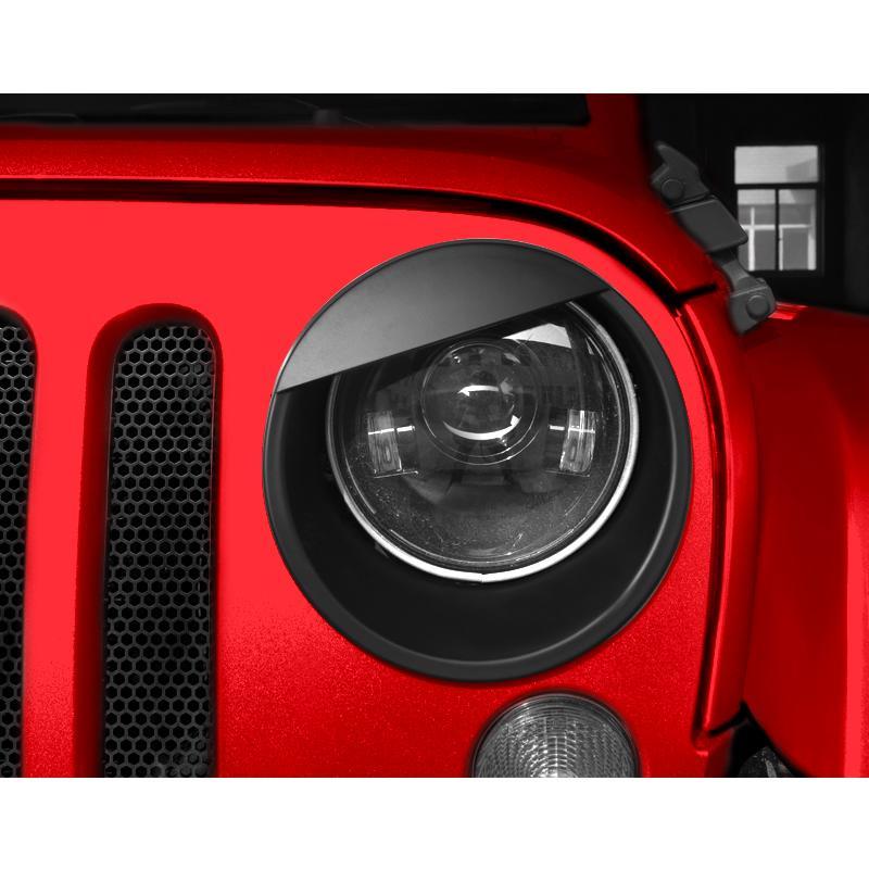 Pointer Body Armors & Matte Black Clip-in Mesh Grill Inserts & Black Angry Eyes Head Light Bezels Cover Combo for 07-18 Jeep Wrangler JK/JKU丨Amoffroad