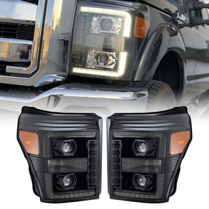 Polished Black Projector Headlights For 2011-2016 F250/F350/F450/F550 Super Duty 