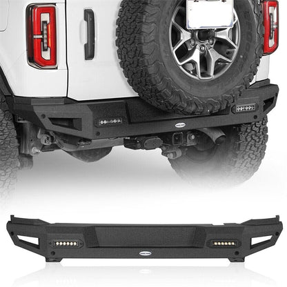 Rear Back Bumper w/ Back-up Sensors Holes & LED Lights For 2021-2023 Ford Bronco
