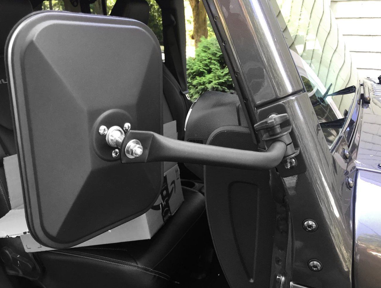 Rectangular Side Mirrors & Steel Left Side Foot Pedals Pegs Combo for 07-18 Jeep Wrangler JK/JKU丨Amoffroad