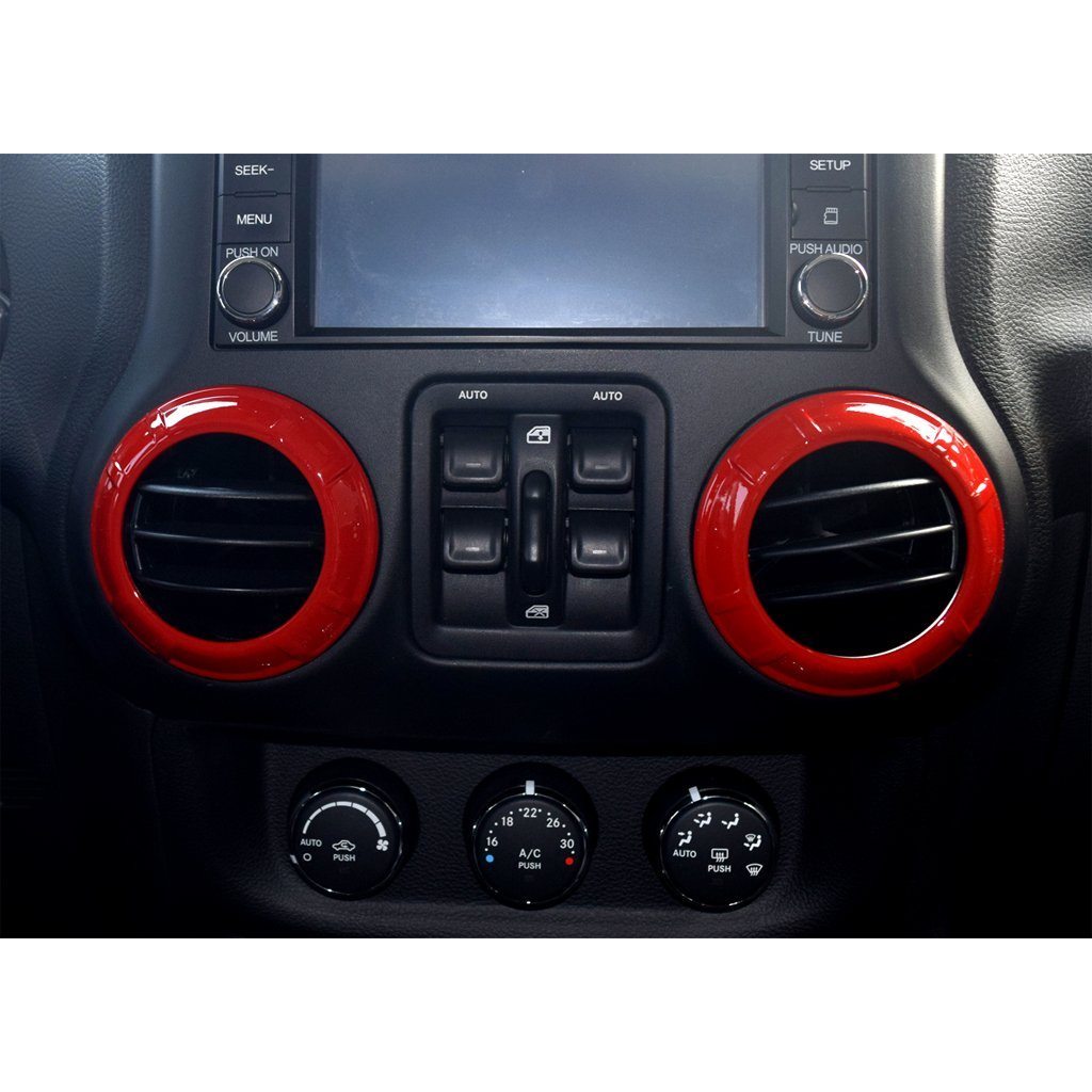 CheroCar 18PCS Interior Trim Kit for Jeep Wrangler JK JKU 2011-2018 4  Door,Steering Wheel Cover, Air Conditioning Vent Trim Cup Holder Cover,Gear