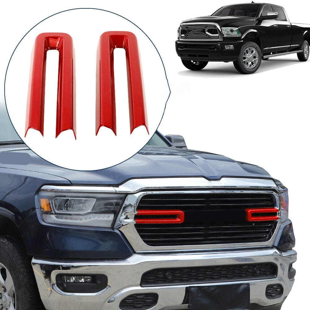 Red Front Grill Inserts Cover Trim For 2019-2021 Dodge Ram 1500 | AMOFFROAD