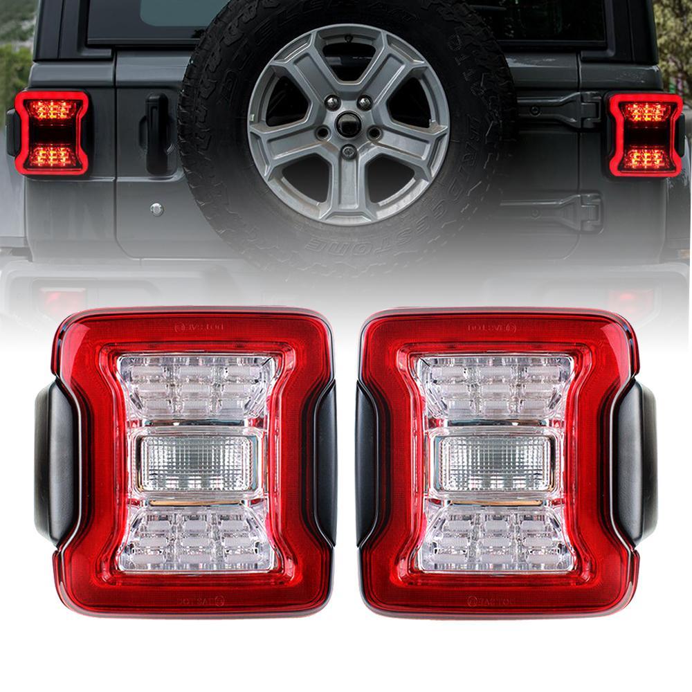 Red LED Tail Lights for 18-23 Jeep Wrangler JL
