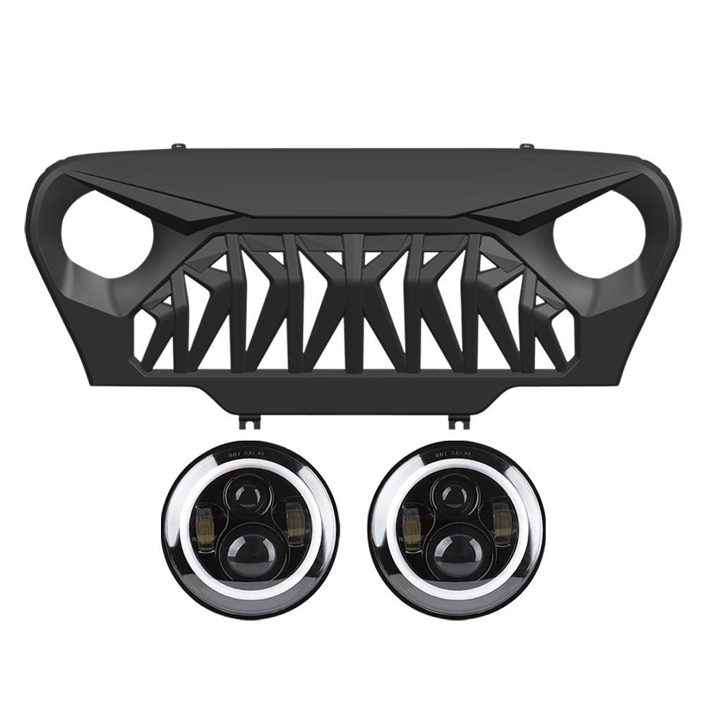 Jeep Wrangler TJ Shark Grille & Halo Headlights Combo