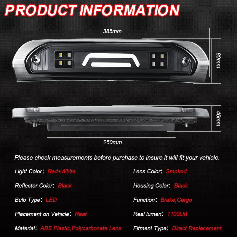 HPB LED Smoked Lens Tailgate Light Bar For 2006-2018 RAM 2500 3500 – Brake Lamp