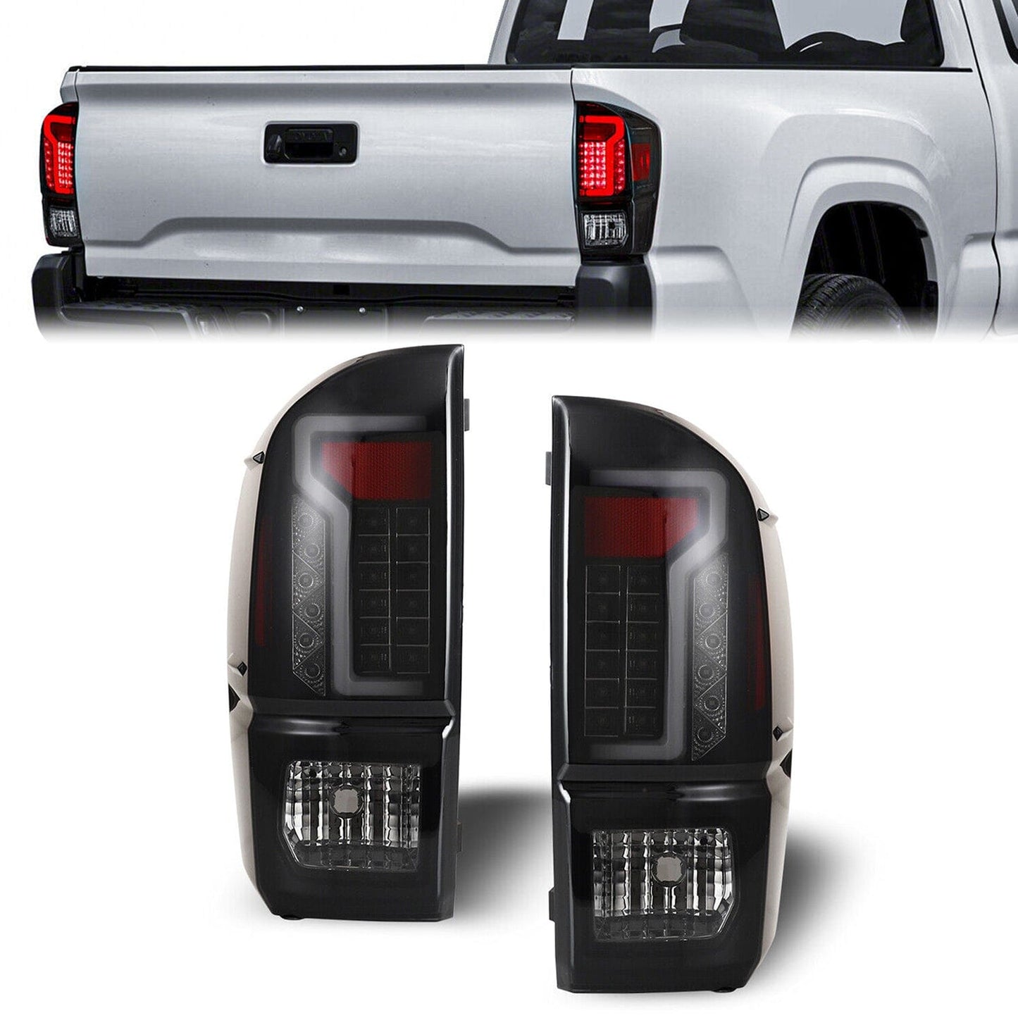 FIT-20162022TacomaSmoked LED Tail Lights For 2016-2023 Toyota Tacoma