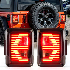 Smoked LED Tail Lights w/ Brake Reverse Turn Signals Running Light for 07-18 Jeep Wrangler JK JKU丨Amoffroad