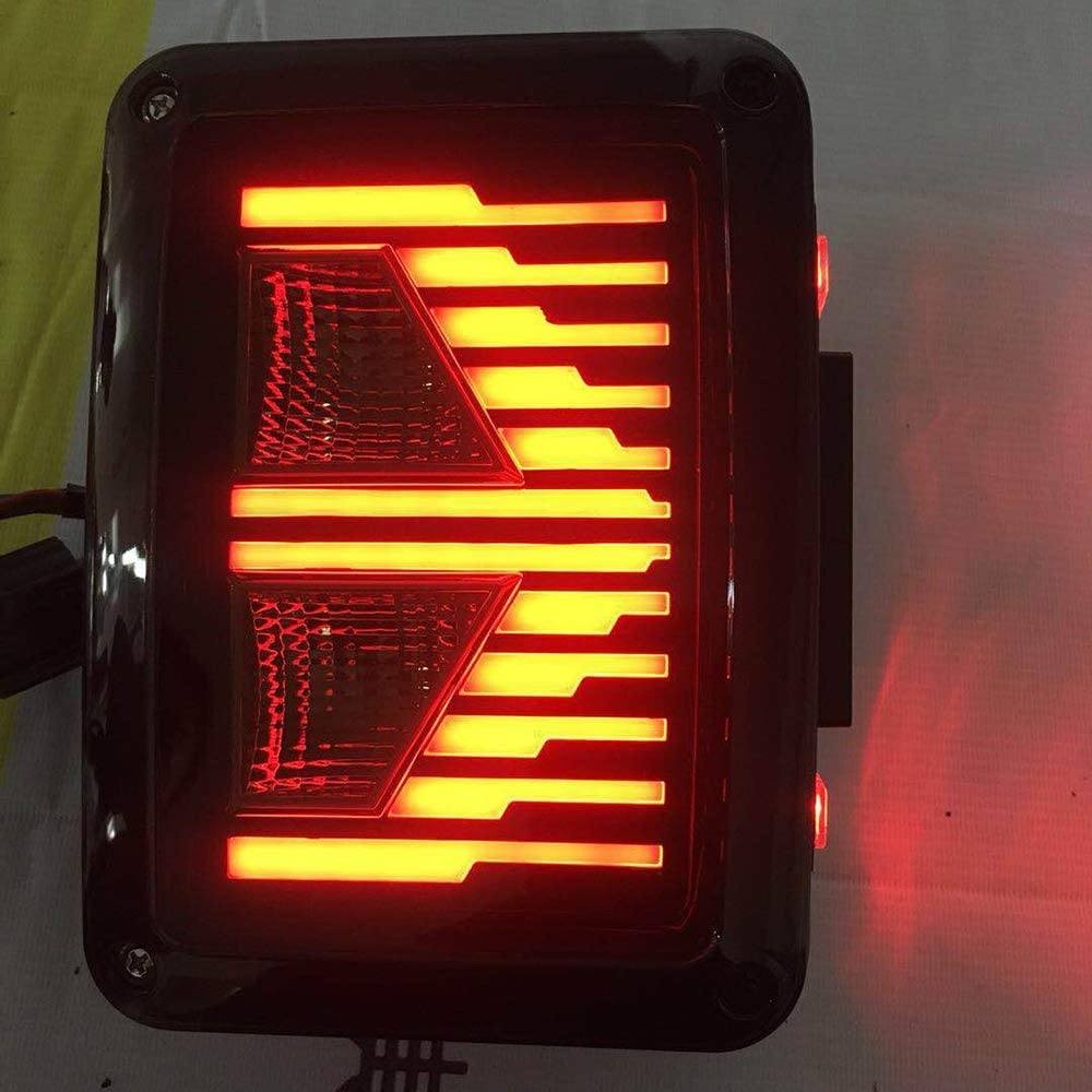 Smoked LED Tail Lights w/ Brake Reverse Turn Signals Running Light for 07-18 Jeep Wrangler JK JKU丨Amoffroad