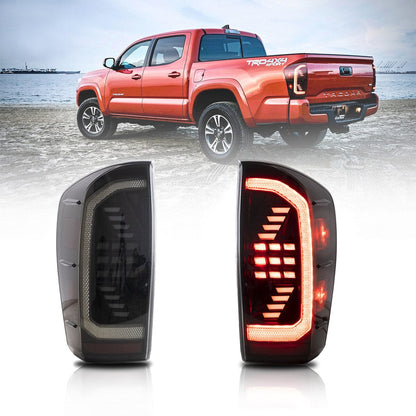 Smoked LED Tail Lights w/ Sequential Red Turn Signal For 2016-2022 Toyota Tacoma