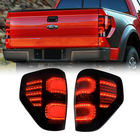 Smoked LED Tail Lights W/Turn Signals Brake Reverse Light DRL For 09-14 Ford F150