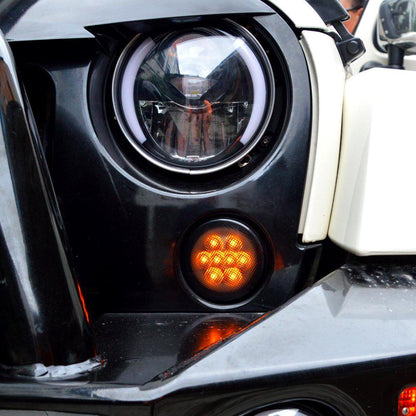 Smoked LED Turn Signal Lights & Pointer Body Armors Combo for 07-18 Jeep Wrangler JK/ JKU丨Amoffroad