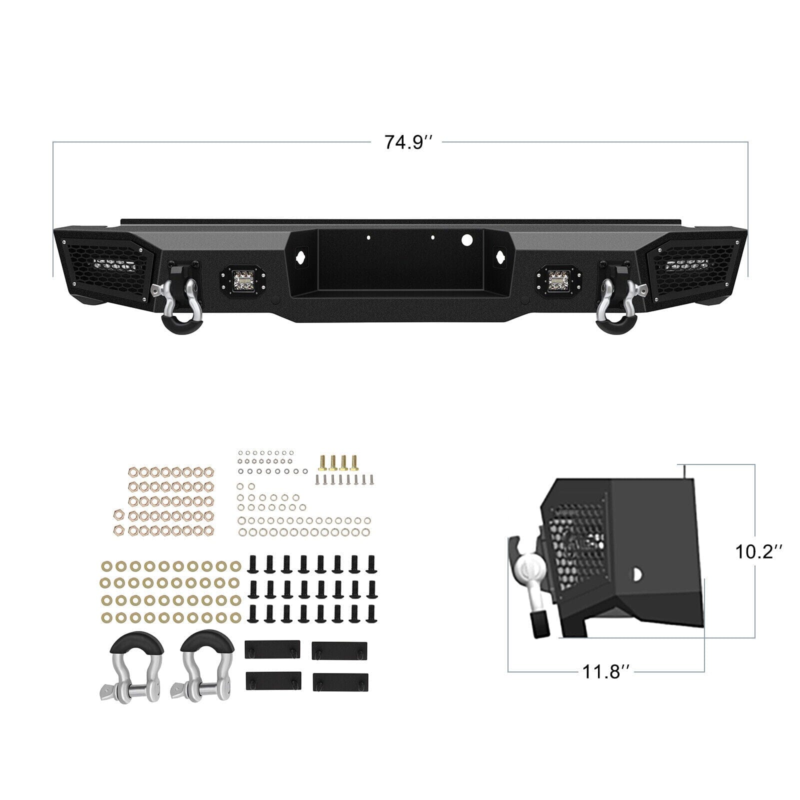 Bumper Assembly Rear Steel Rear Bumper Assembly For 2011-2016 Ford F250 | AMOFFROAD – AM Off