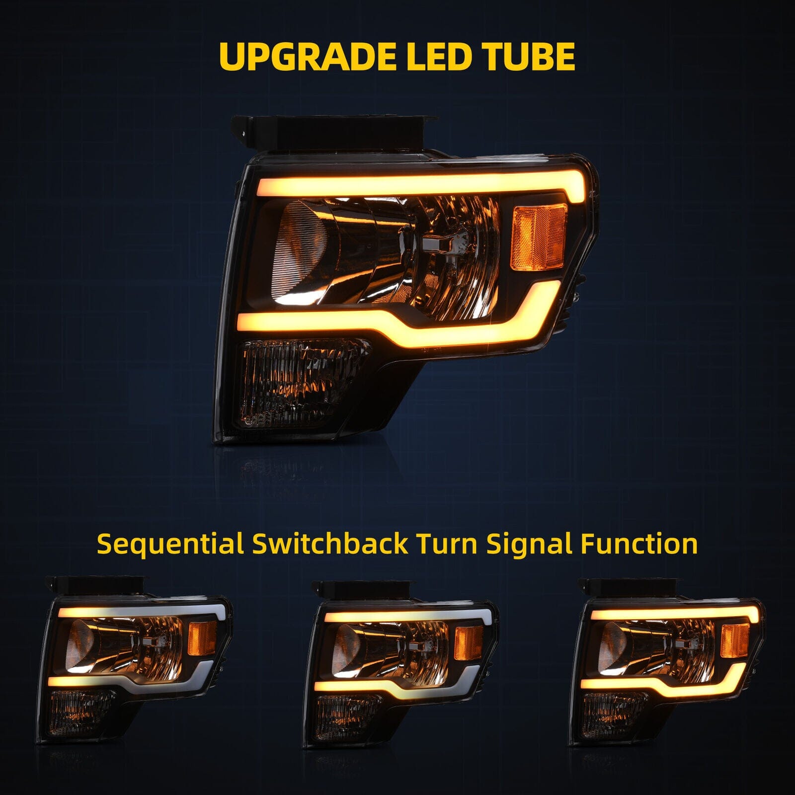 Sequential Led Switchback Sequential LED DRL Headlights W/DRL LED Tube Bar For 2009-2 ...