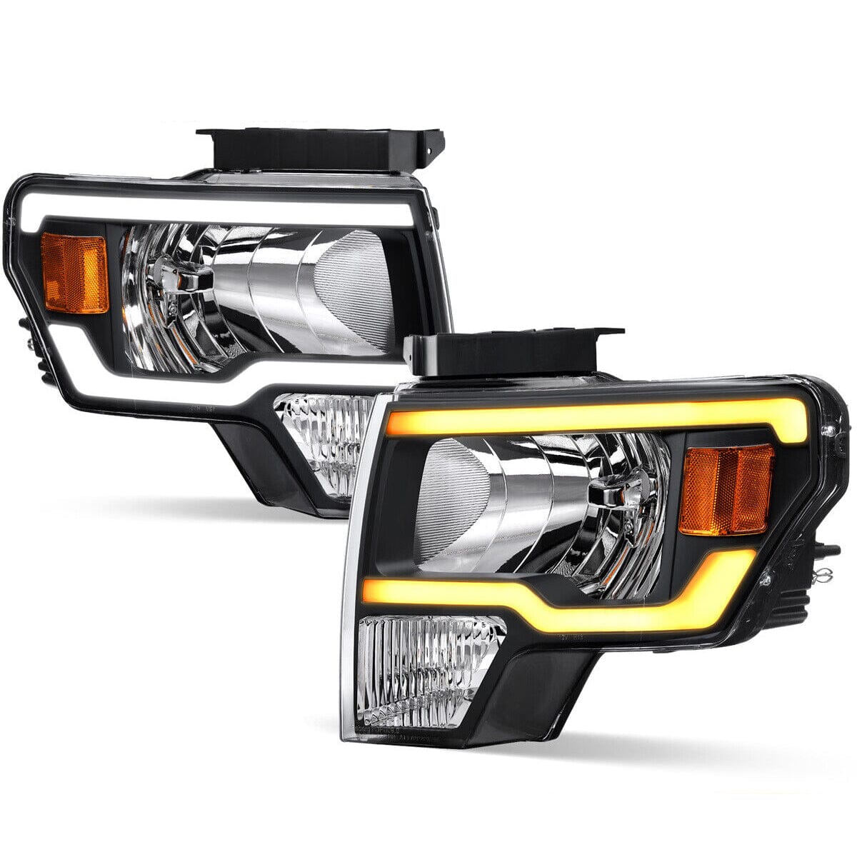 Switchback Sequential LED DRL Headlights WDRL LED Tube Bar For 2009-2014 Ford F150