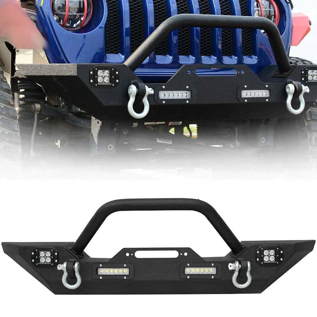 Textured Front / Rear Bumper w/ LED Lights for 18-23 Jeep Wrangler JL ...