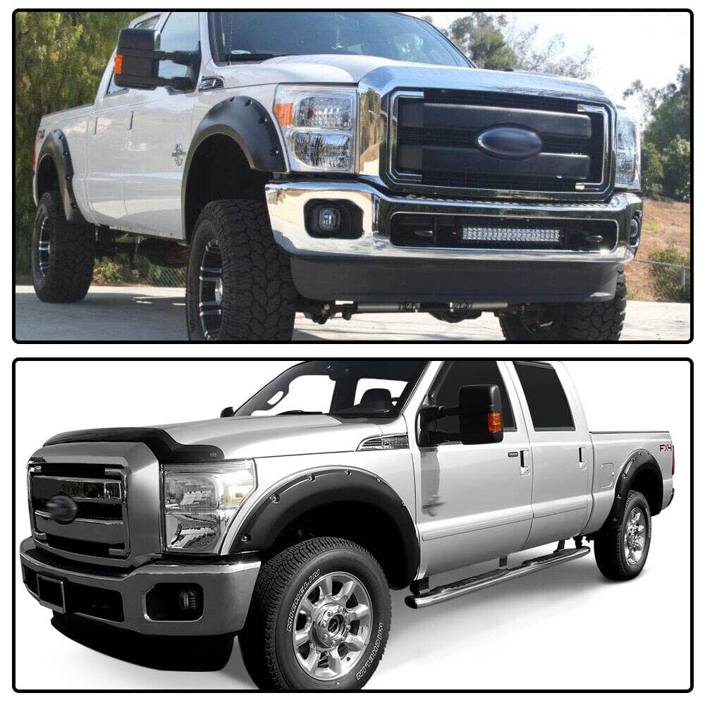 Textured Pocket Rivet Fender Flares For 2011-2016 Ford F250 Super Duty