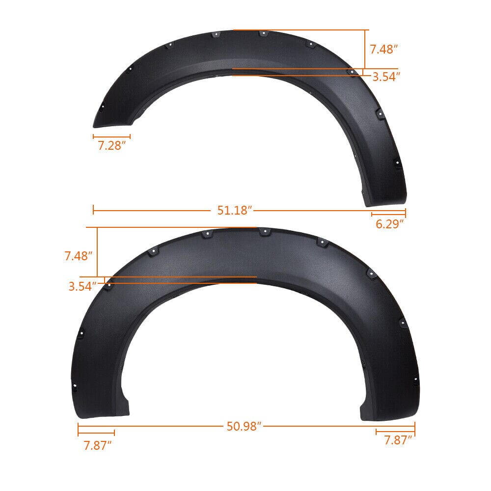 Textured Pocket Rivet Fender Flares For 2011-2016 Ford F250 Super Duty