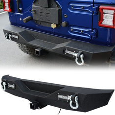 Textured Front / Rear Bumper w/ LED Lights for 18-23 Jeep Wrangler JL & JLU