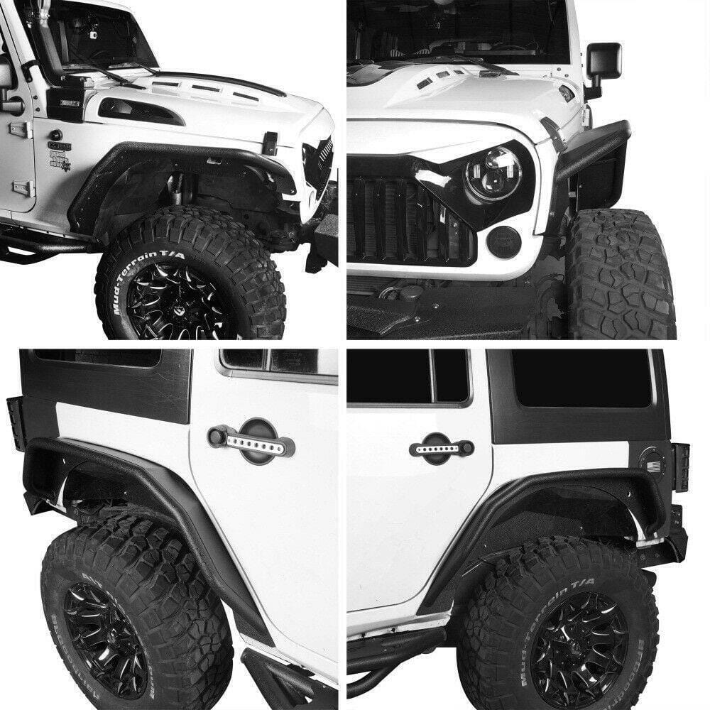 Tube Tubular Front & Rear Tubular Fender Flares Kit For  07-18 Jeep Wrangler JK