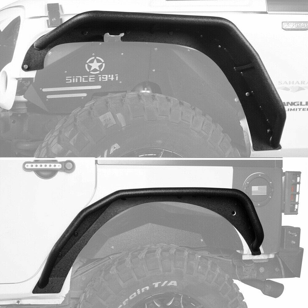 Tube Tubular Front & Rear Tubular Fender Flares Kit For  07-18 Jeep Wrangler JK